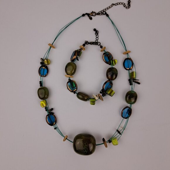 Vintage Premier Designs  Floating Bead 4 Strand Necklace and Bracelet Set - Picture 6 of 16